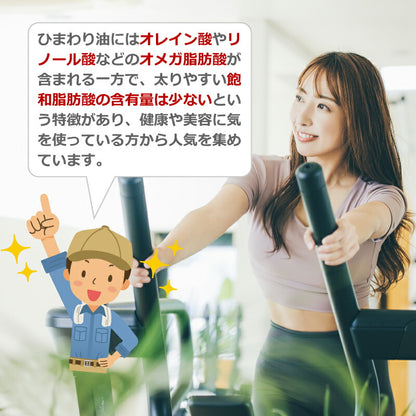 【美容と健康に】低温圧搾・無味無臭の高品質ひまわり油｜ハイオレイック種 オレイン酸75％以上 食用・スキンケア両用